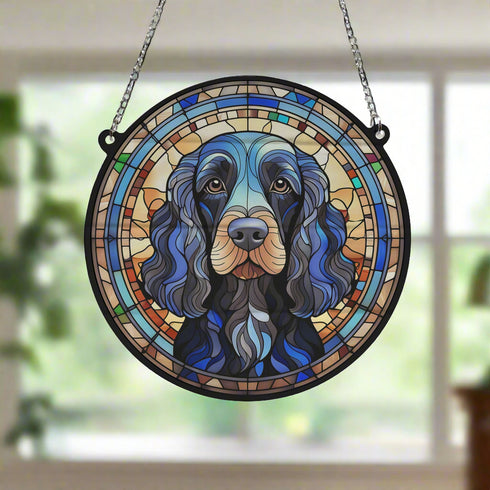 Cocker (Working) Black Stained Glass Effect Suncatcher